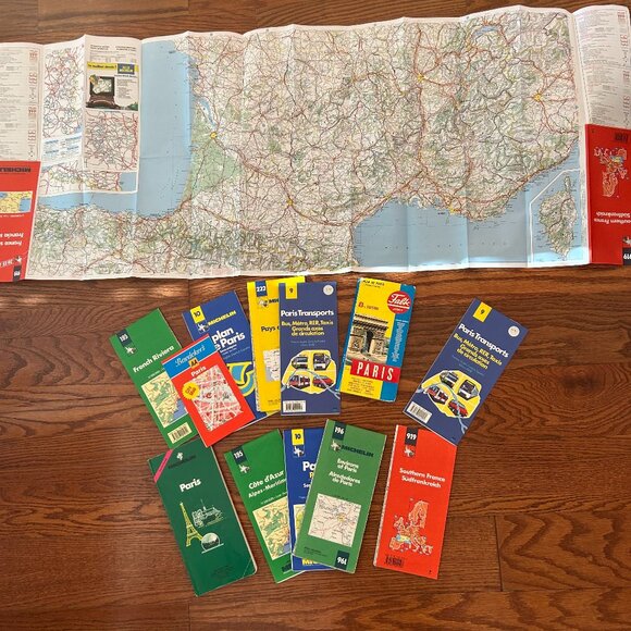 Lot of Vintage 90s MICHELIN Foldable Paper Street Maps Bus Route Paris France - Picture 3 of 14